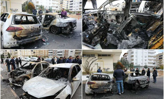 Gaziantep'te 3 araç kundaklandı