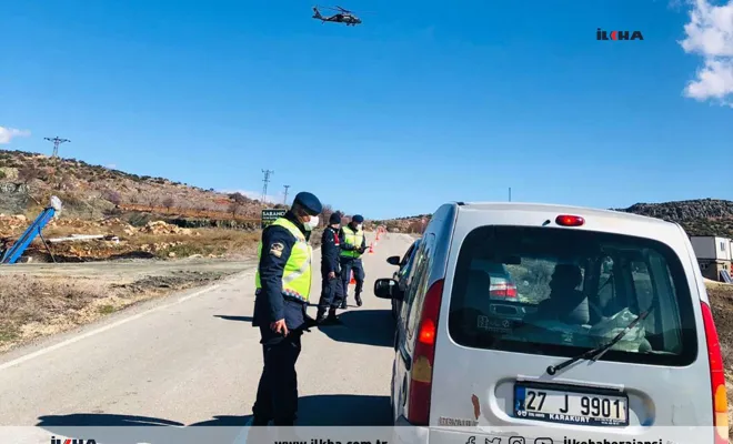 Gaziantep’te helikopter ile havadan trafik denetimi