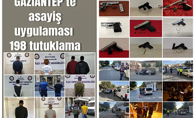 Gaziantep’te asayiş uygulaması:198 tutuklama