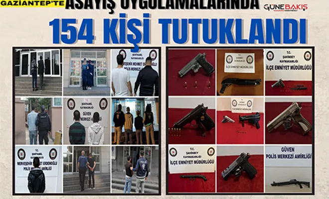Gaziantep’te asayiş uygulamalarında 154 kişi tutuklandı