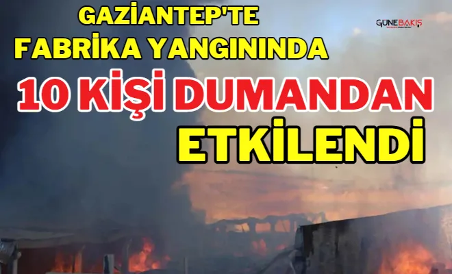 Gaziantep'te fabrika yangını: 10 kişi dumandan etkilendi