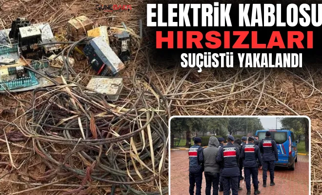Oğuzeli’nde trafodan elektrik kablosu çalan 3 şahsa Jandarma’dan suçüstü