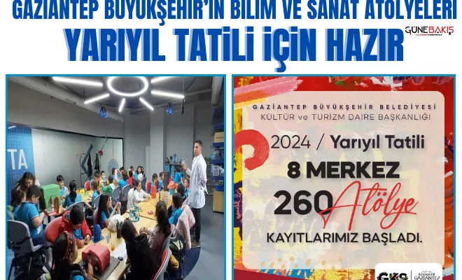 Gaziantep Büyükşehir’in bilim ve sanat atölyeleri yarıyıl tatili için hazır