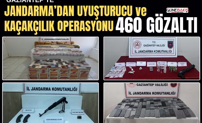 Gaziantep’te Jandarma’dan uyuşturucu ve kaçakçılık operasyonu 460 gözaltı