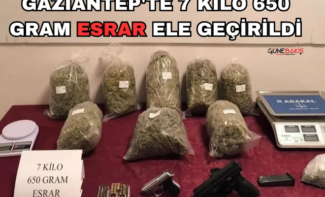 Gaziantep'te 7 kilo 650 gram esrar ele geçirildi