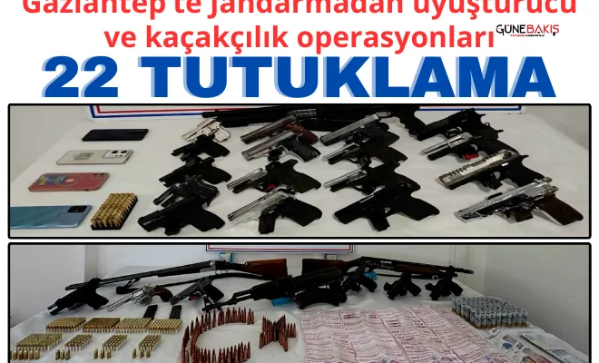 Gaziantep’te Jandarmadan uyuşturucu ve kaçakçılık operasyonları: 22 tutuklama
