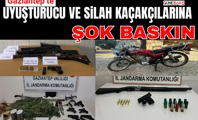 Gaziantep’te uyuşturucu ve silah kaçakçılarına şok baskın