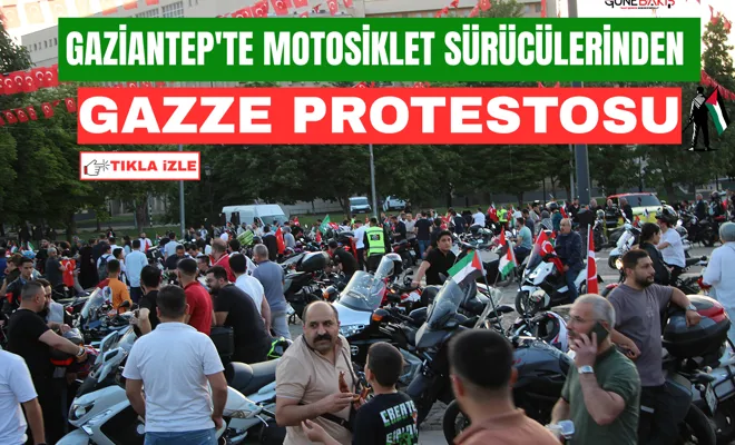 Gaziantep'te motosiklet sürücülerinden Gazze protestosu