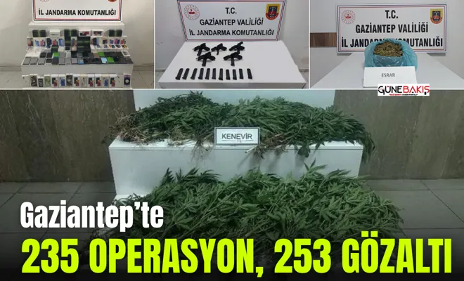 Gaziantep’te 235 Operasyon, 253 Gözaltı
