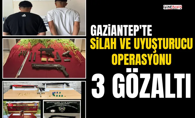 Gaziantep'te silah ve uyuşturucu operasyonu: 3 gözaltı
