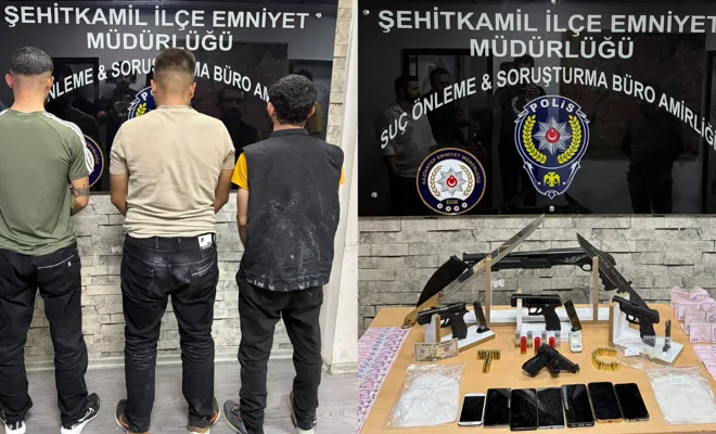 Gaziantep’te silah ve uyuşturucu operasyonu: 3 kişi gözaltına alındı