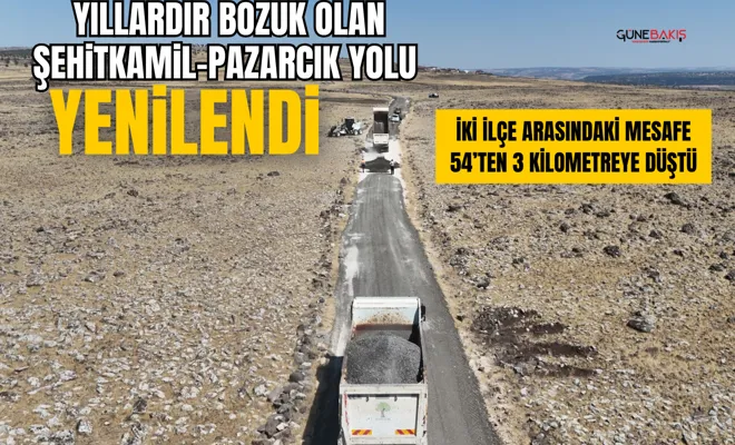 Yıllardır bozuk olan Şehitkamil-Pazarcık yolu yenilendi