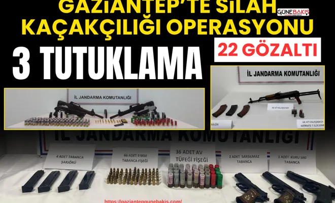 Gaziantep’te silah kaçakçılığı operasyonu: 3 tutuklama