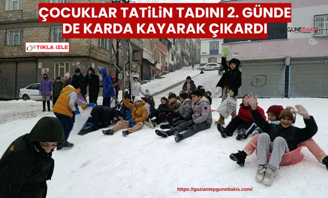 Çocuklar tatilin tadını 2. günde de karda kayarak çıkardı