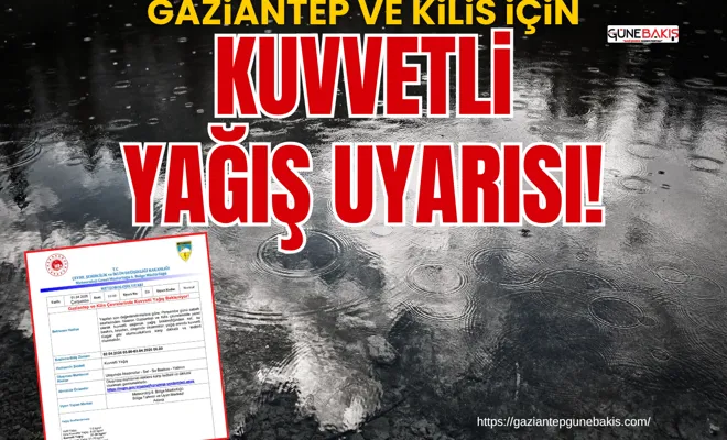 Gaziantep ve Kilis için kuvvetli yağış uyarısı!