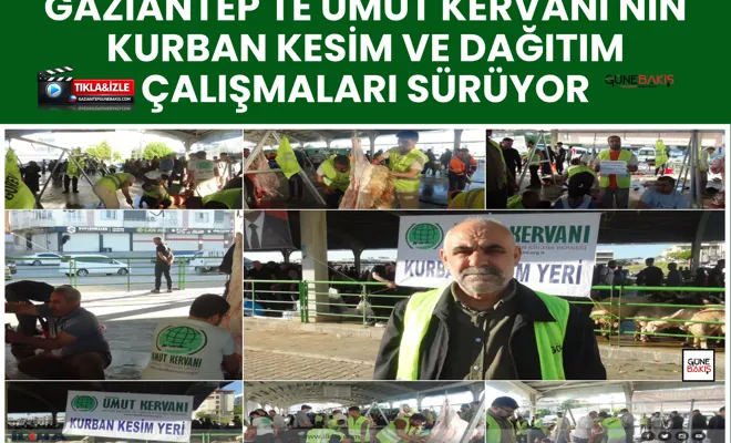 Gaziantep'te Umut Kervanı'nın kurban kesim ve dağıtım çalışmaları sürüyor