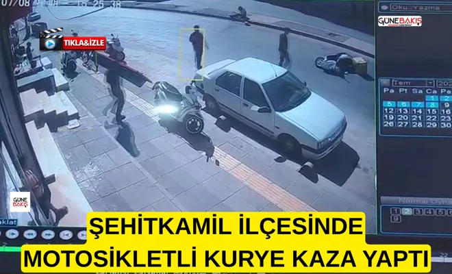 Şehitkamil ilçesinde motosikletli kurye kaza yaptı