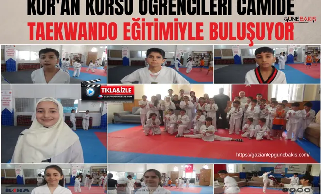Kur'an kursu öğrencileri camide Taekwando eğitimiyle buluşuyor